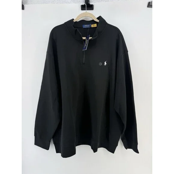 Polo Ralph Lauren Men's Double-Knit Quarter-Zip Pullover 4XB Black NWT